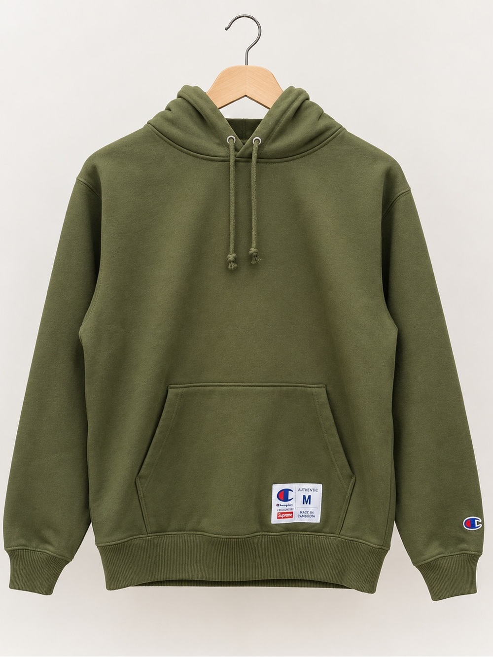 Supreme x Champion Outline Hooded Sweatshirt Dark Olive SS19 Size M Unworn
